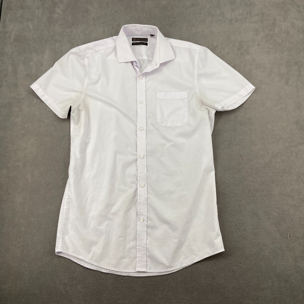 Robbins & Brooks Formal Dress Shirt Mens White Slim Fit 4-Way Flex Button Up